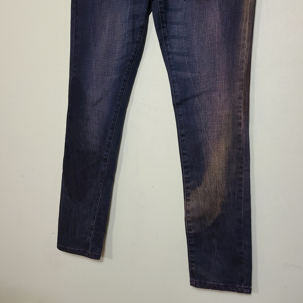 Y2K Embellished Pocket Jeans Dark Wash Faded‎ Purple Skinny 30 NWT - Picture 4 of 13